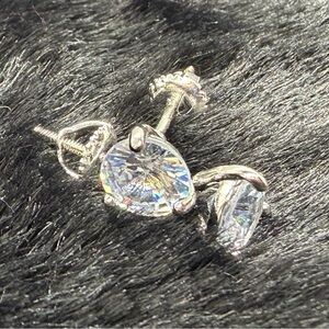 Silver-Tone Clear Crystal Stud Earrings